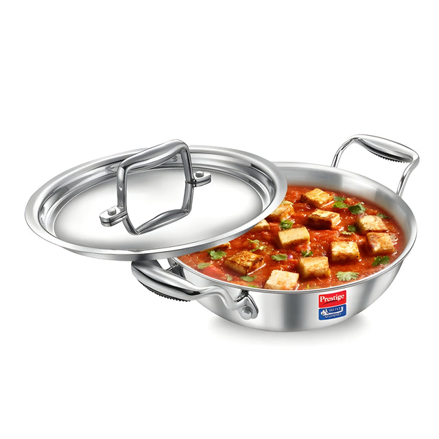 Prestige Tri-Ply Stainless Steel Splendid Kadai with Lid 20 cm \ 1.6 L_1