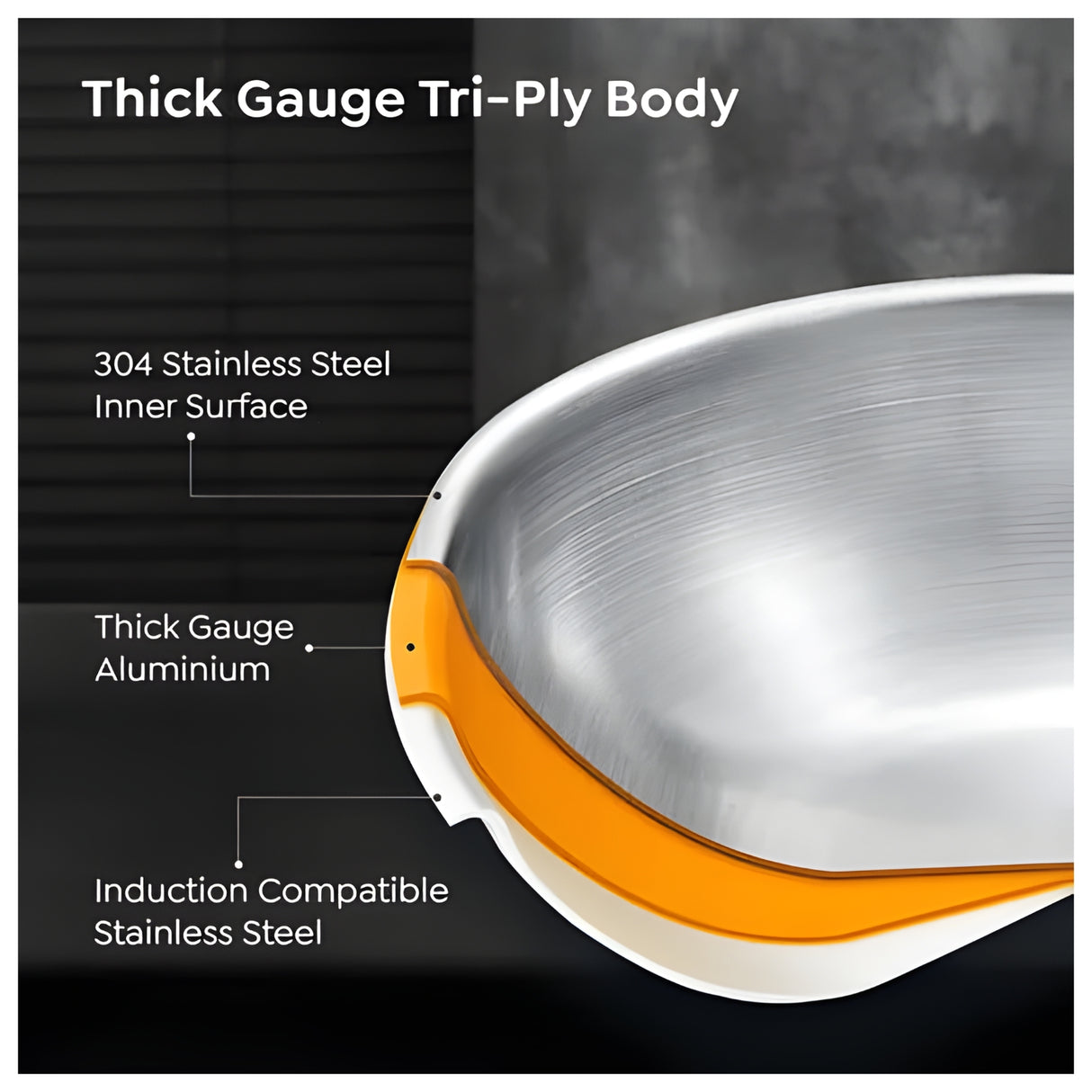 Prestige Tri-Ply Stainless Steel Splendid Kadai with Lid 26 cm \ 3.2 L_3