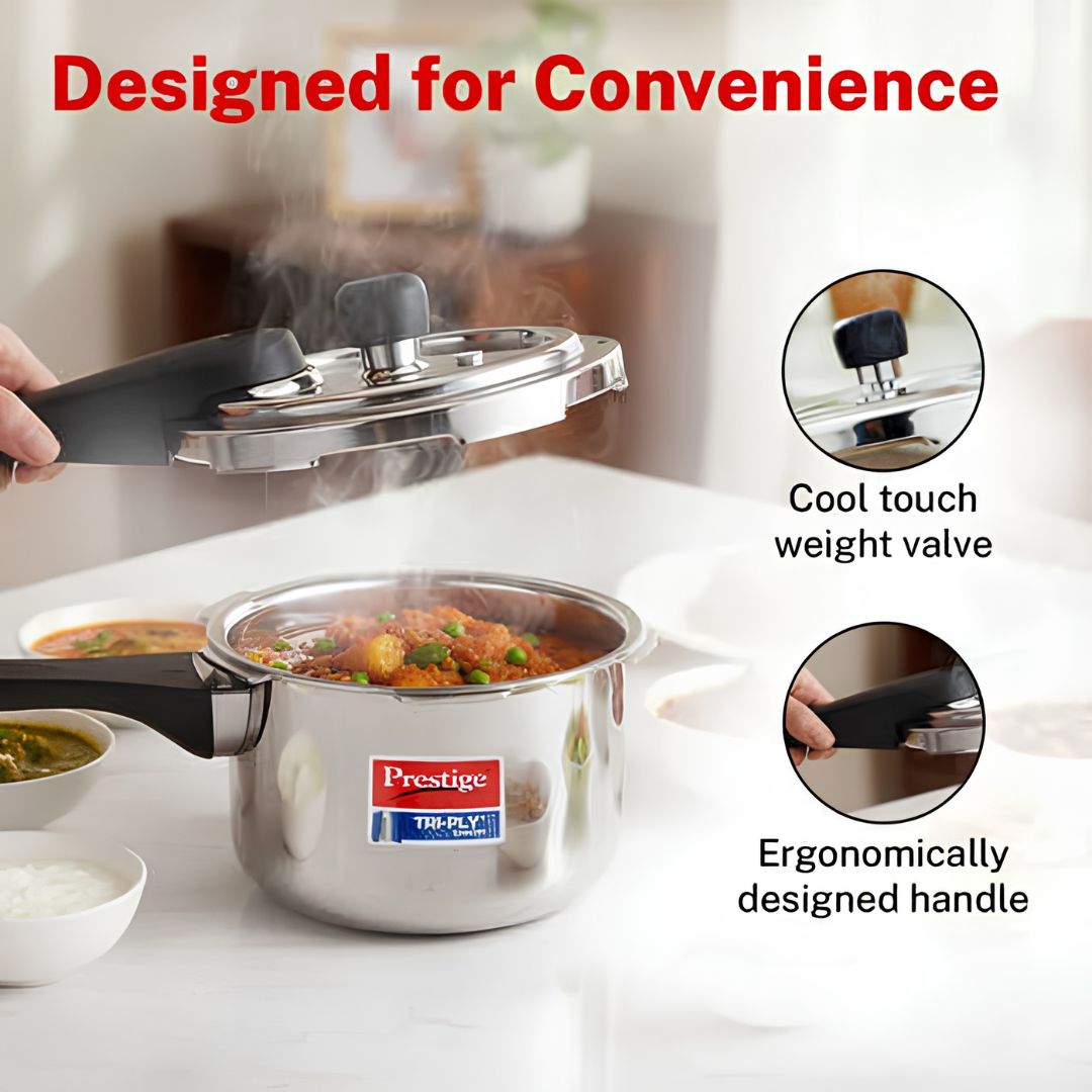 Prestige Triply SS Svachh Pressure Cooker With Outer Lid 1.5 L_