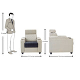 Denver Pro Head Rest Fabric Sofa 1 Seater - Half White and Grey