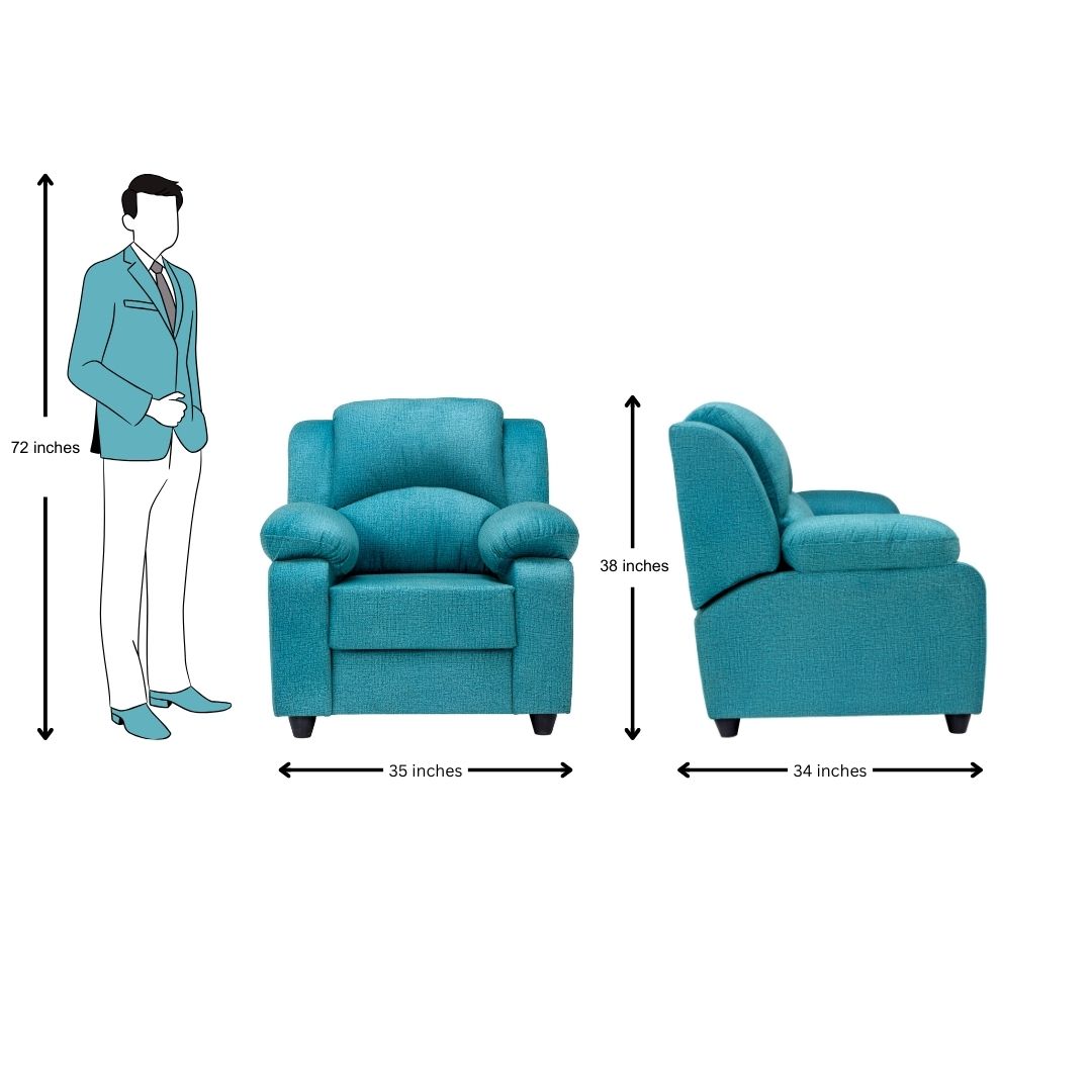 Emden Pro Cozy Fabric Sofa 1 Seater - Blue