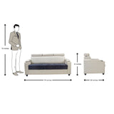 Denver Pro Head Rest Fabric Sofa 3 Seater - Half White and Grey