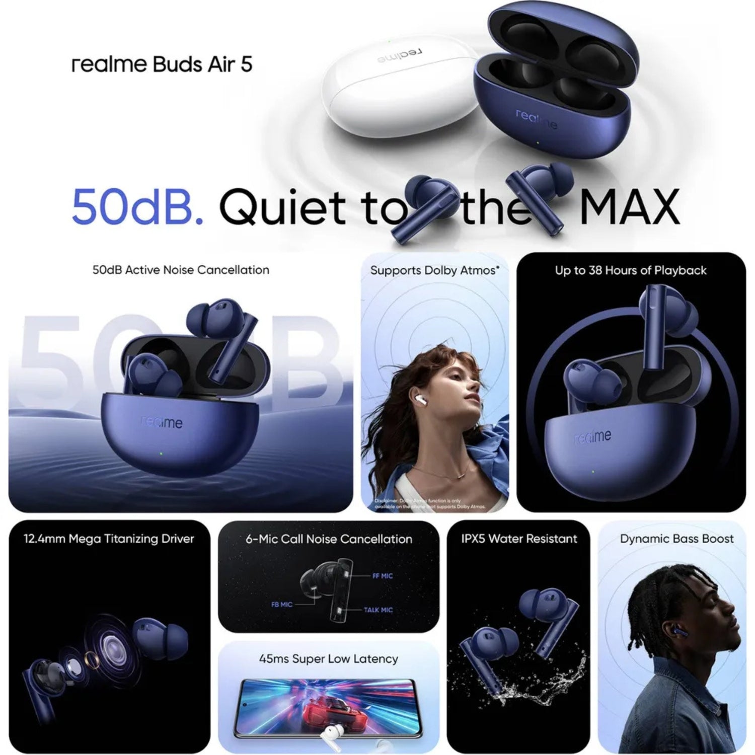 Realme Buds Air 5 True Wireless Earbuds - Sea Blue - Image 6 - Buy Online at Chera Home Junction Coimbatore