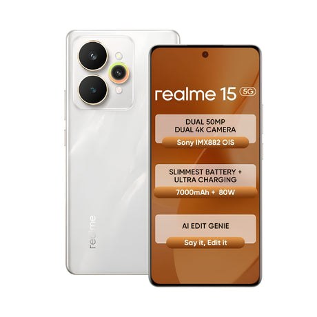 Realme 15 5G (12_256GB Flowing Silver)_Front view