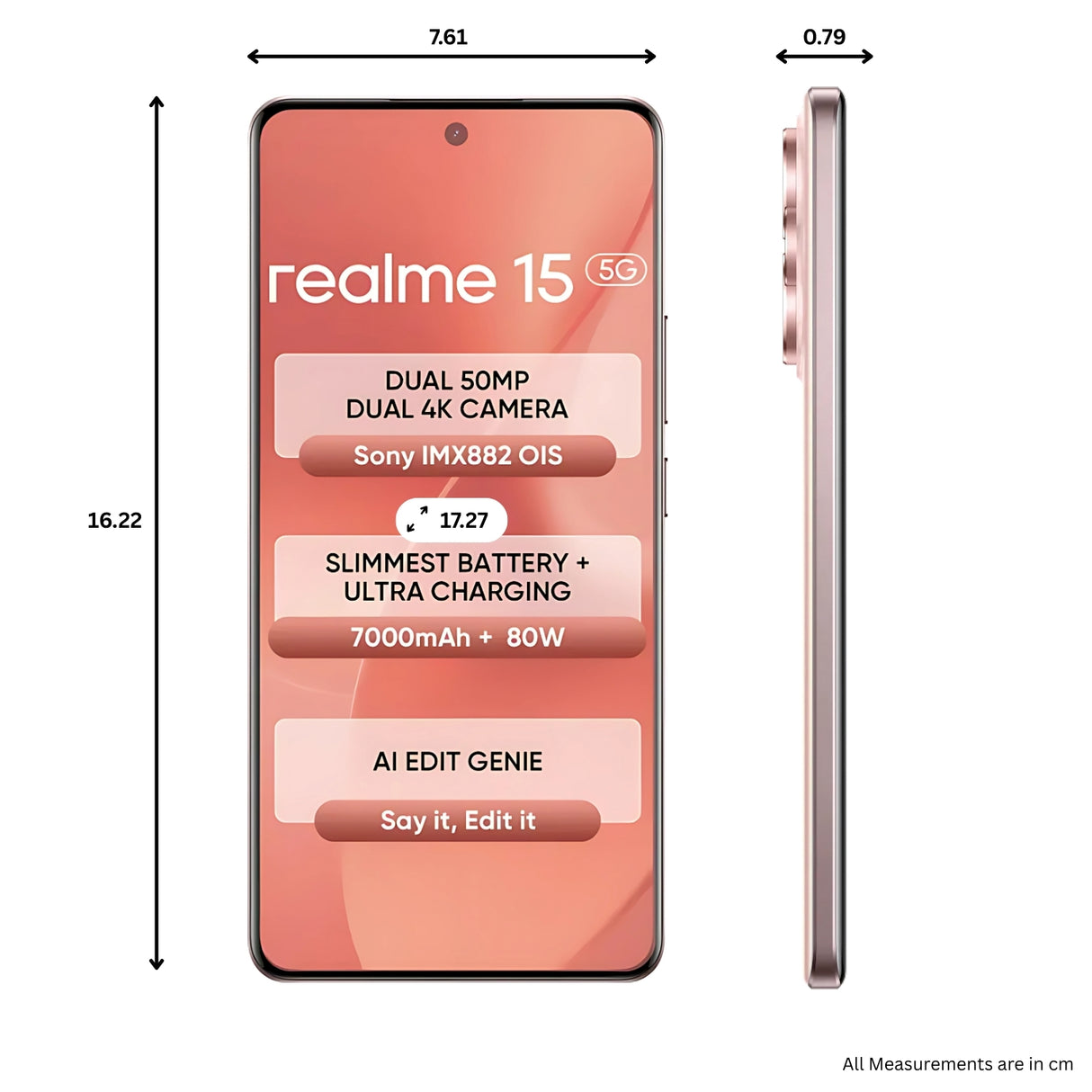 Realme 15 5G (8/256 GB, Silk Pink)