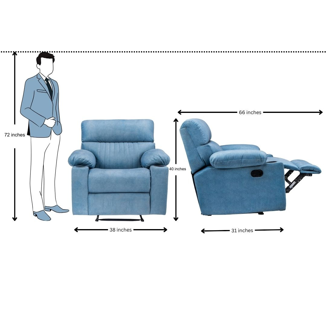 Bordeaux Sophisticated Fabric 1 Seater - Blue