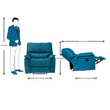 Brussels Fabric Recliner 1 Seater - Blue