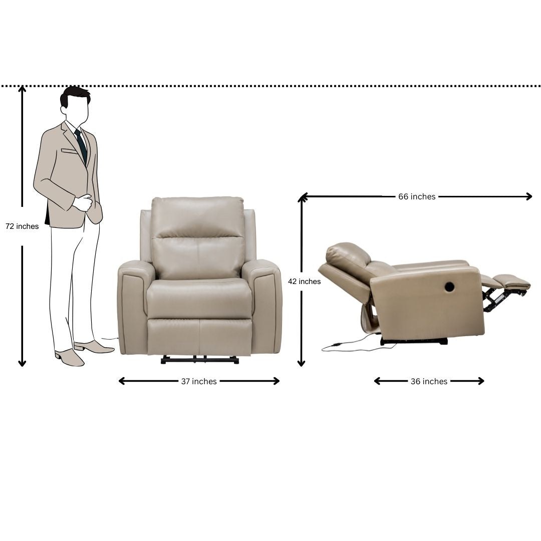Salzburg Rexine Recliner 1 Seater – Light Grey