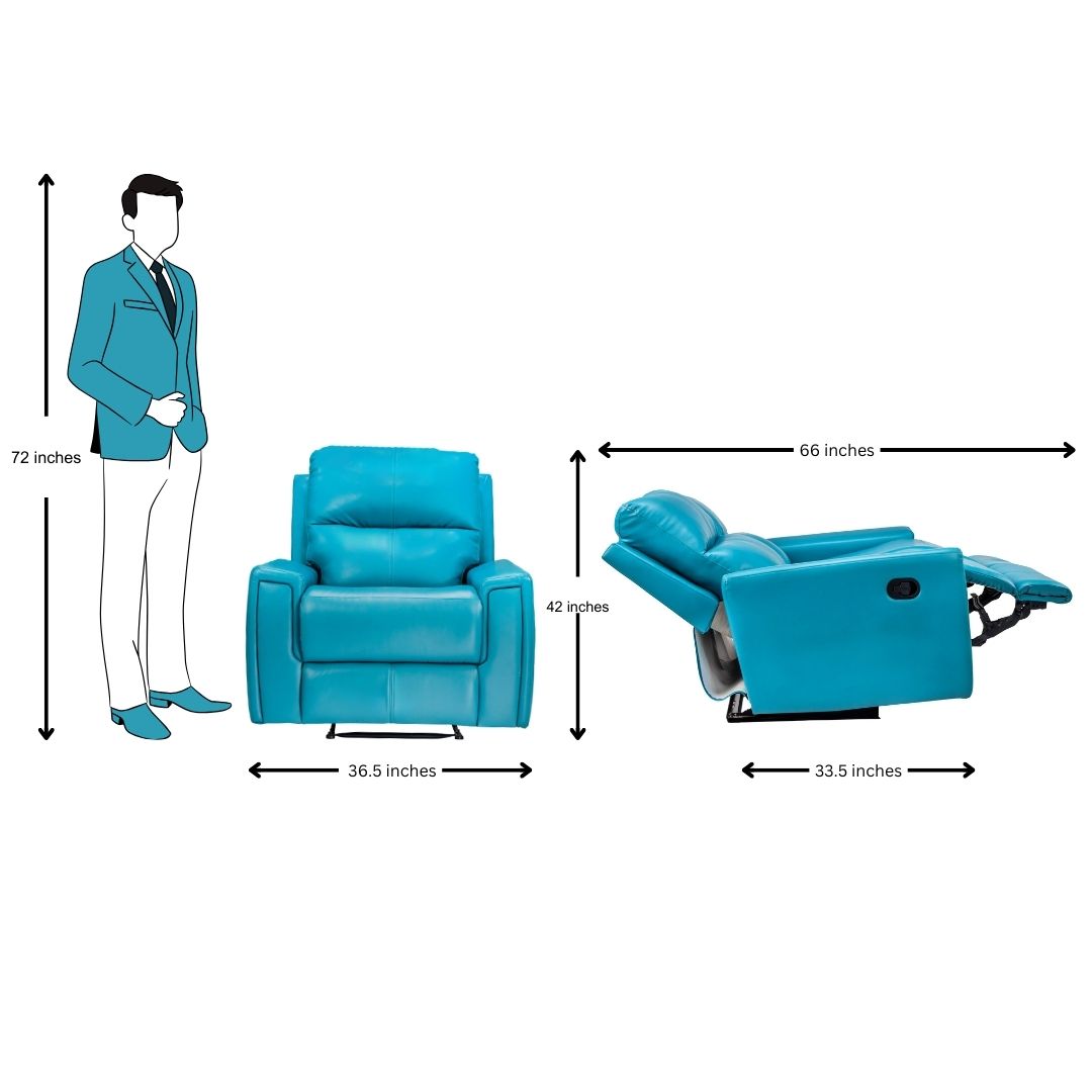 Salzburg Supreme Rexine Recliner 1 Seater - Blue
