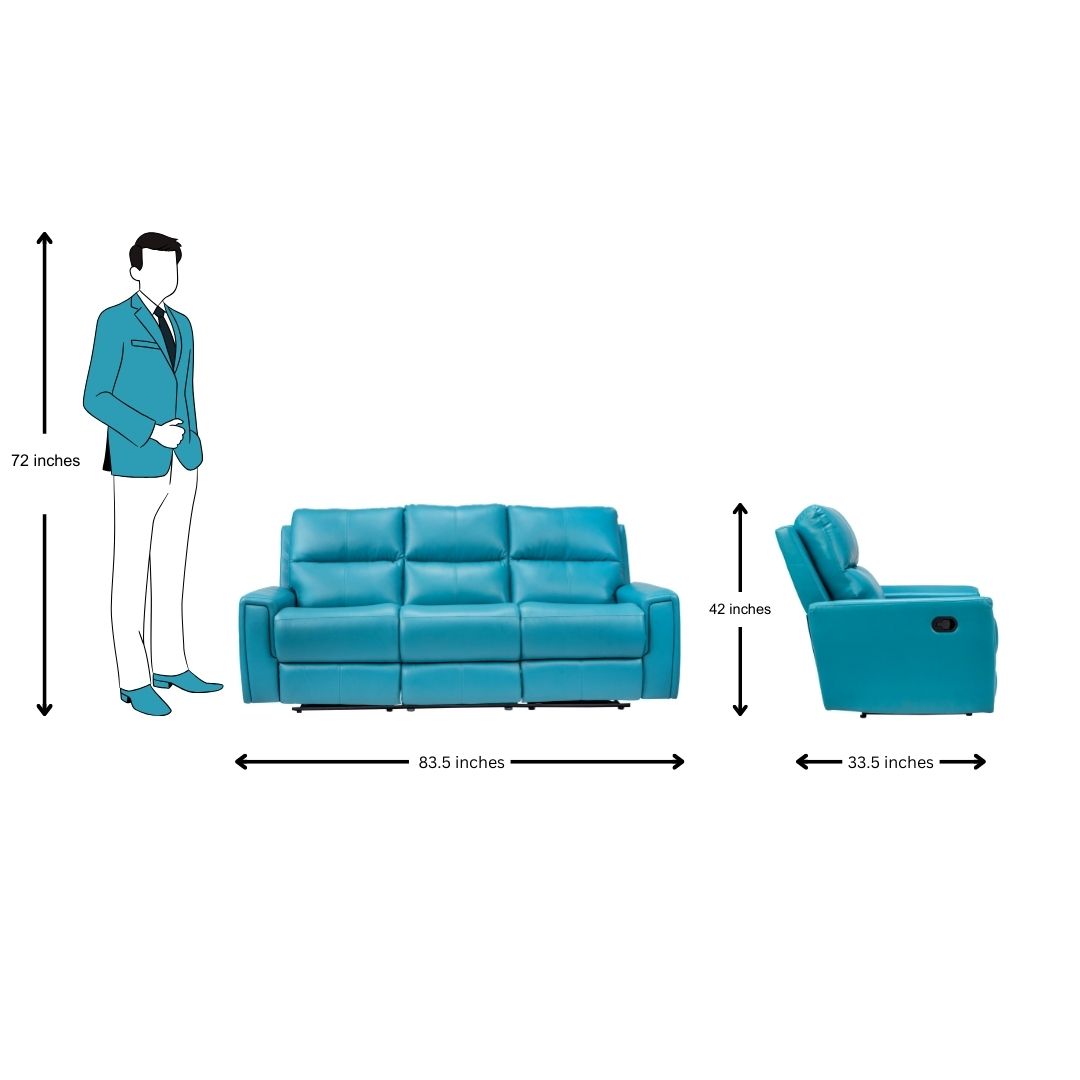 Salzburg Supreme Rexine Recliner 3 Seater - Blue