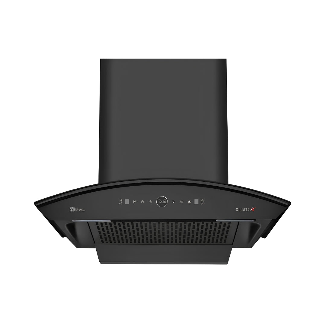 SUJATA  Ruby 90 cm Filterless Auto-Clean Kitchen Chimney – Black_Front View