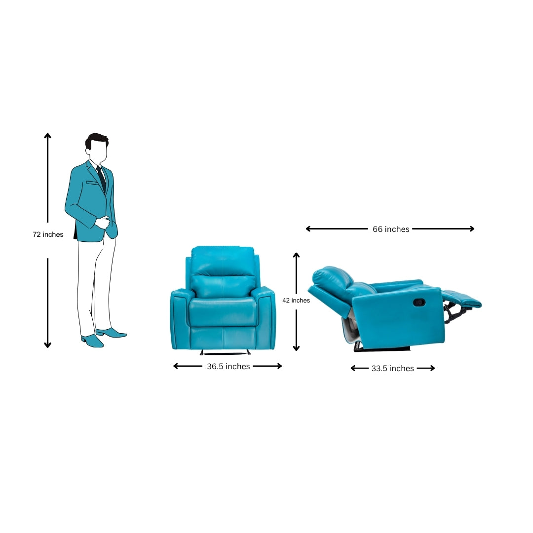 Salzburg Supreme Rexine Recliner 1-Seater - Blue_8