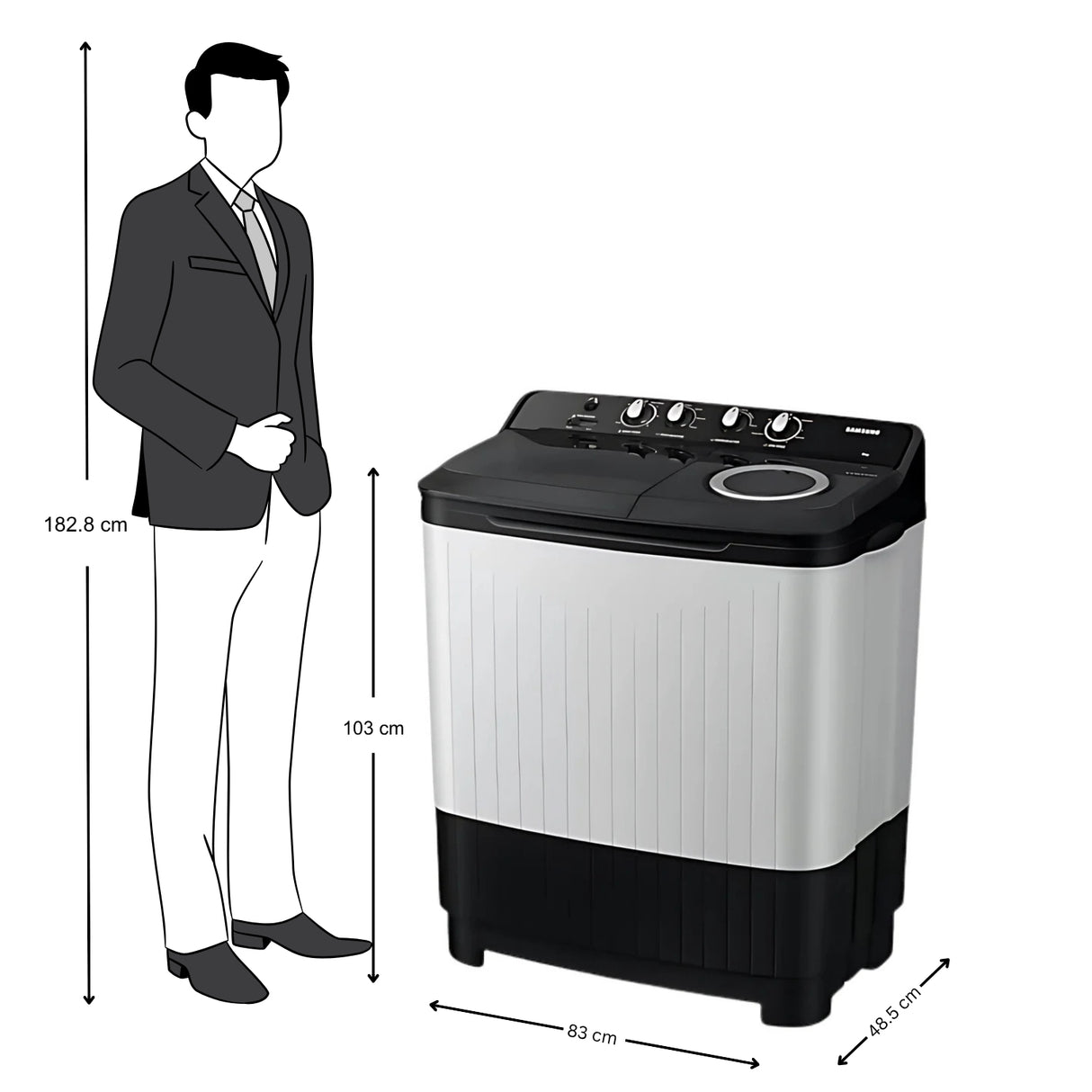 Samsung WT80C4200GG/TL Semi-Automatic Top Load Washing Machine 8 Kg - Dark Gray