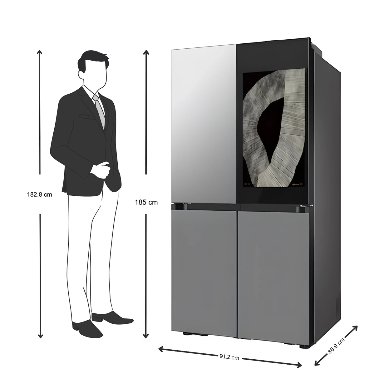 Samsung RF71DB9950QDTL BESPOKE AI 809 L 4-Door Flex Refrigerator - Clean Charcoal with Stainless Steel