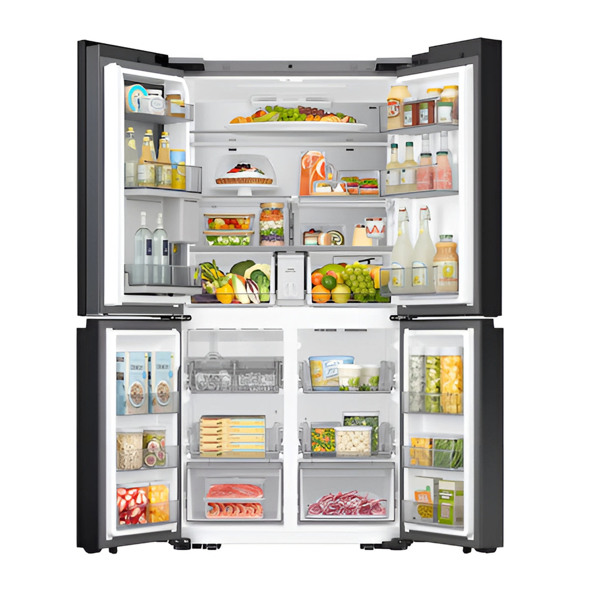 Samsung RF71DB9950QDTL BESPOKE AI 809 L 4-Door Flex Refrigerator - Clean Charcoal with Stainless Steel