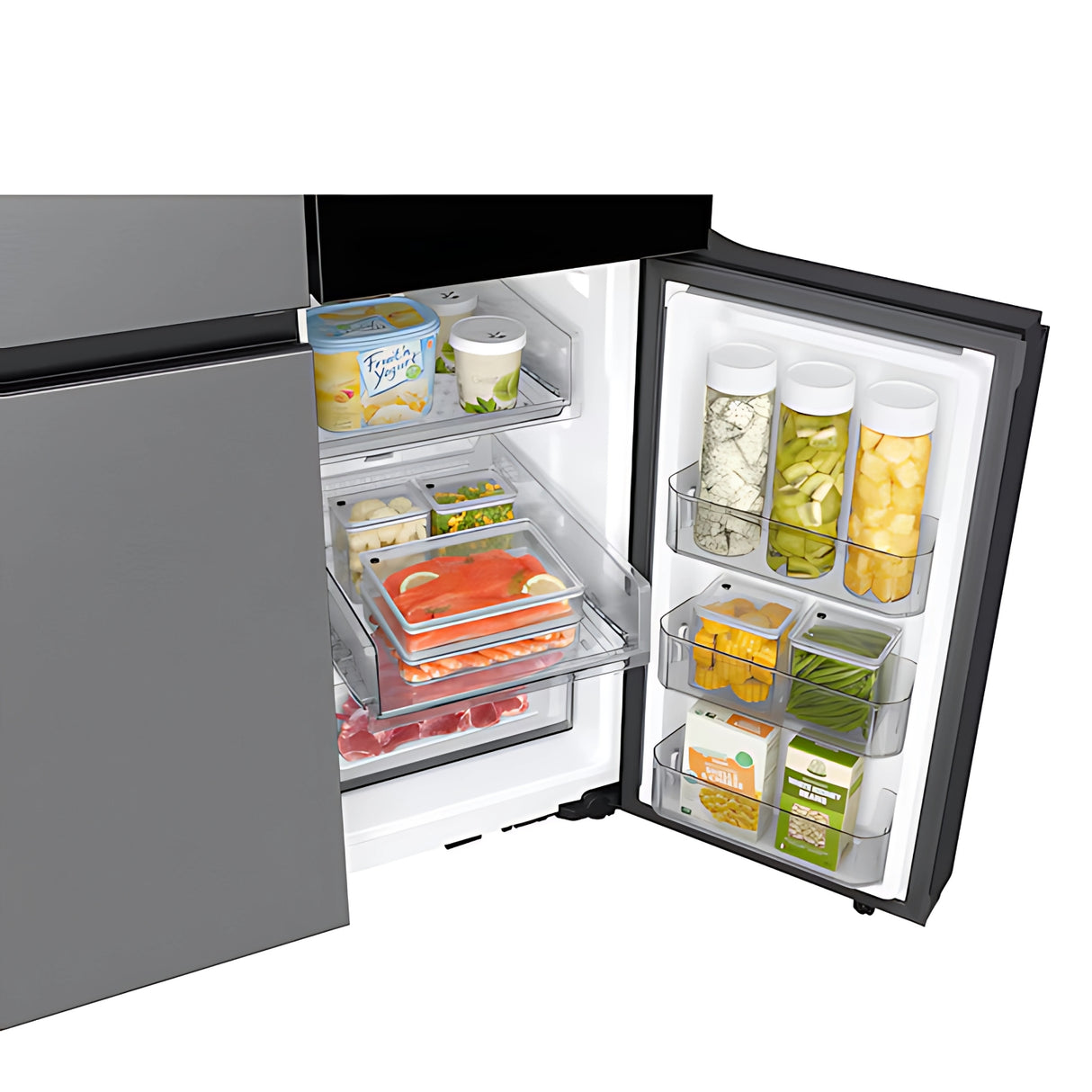 Samsung RF71DB9950QDTL BESPOKE AI 809 L 4-Door Flex Refrigerator - Clean Charcoal with Stainless Steel