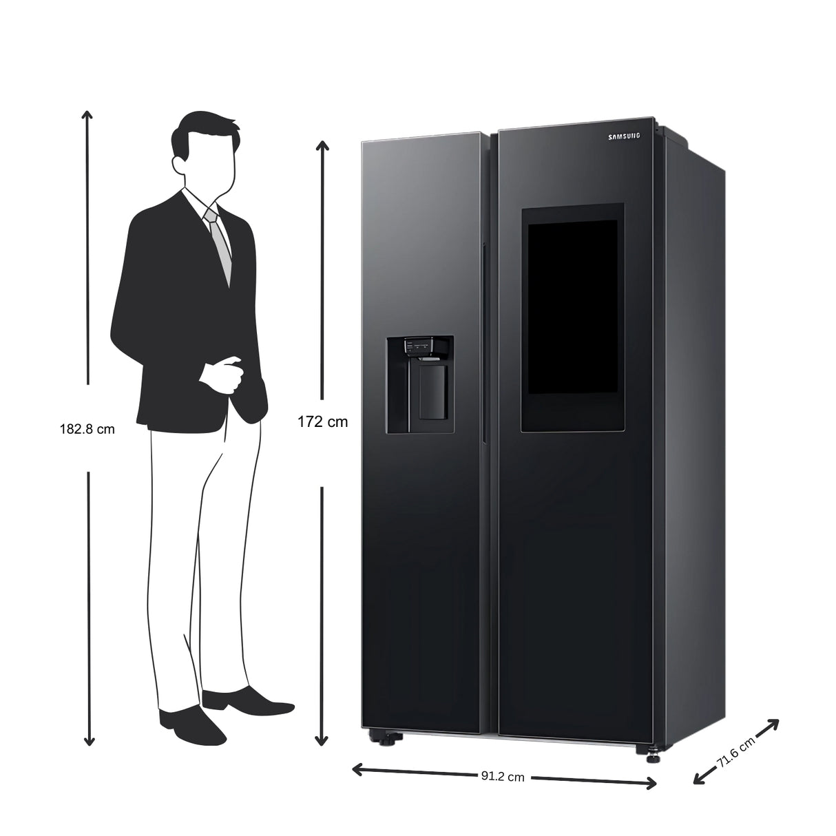 Samsung RS7HCG8543B1HL 3 Star 615 L Side by Side Refrigerator - Black