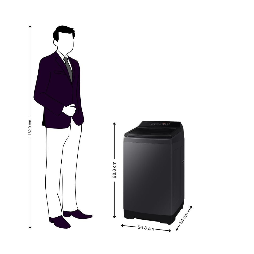 Samsung WA40F08D1CTL Fully Automatic Top Load Washing Machine 8 Kg - Black_Dimensions