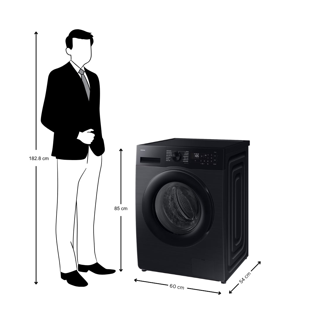 Samsung WD12FG5B34BB Fully Automatic Front Load Washing Machine 12 Kg - Black_Dimension View