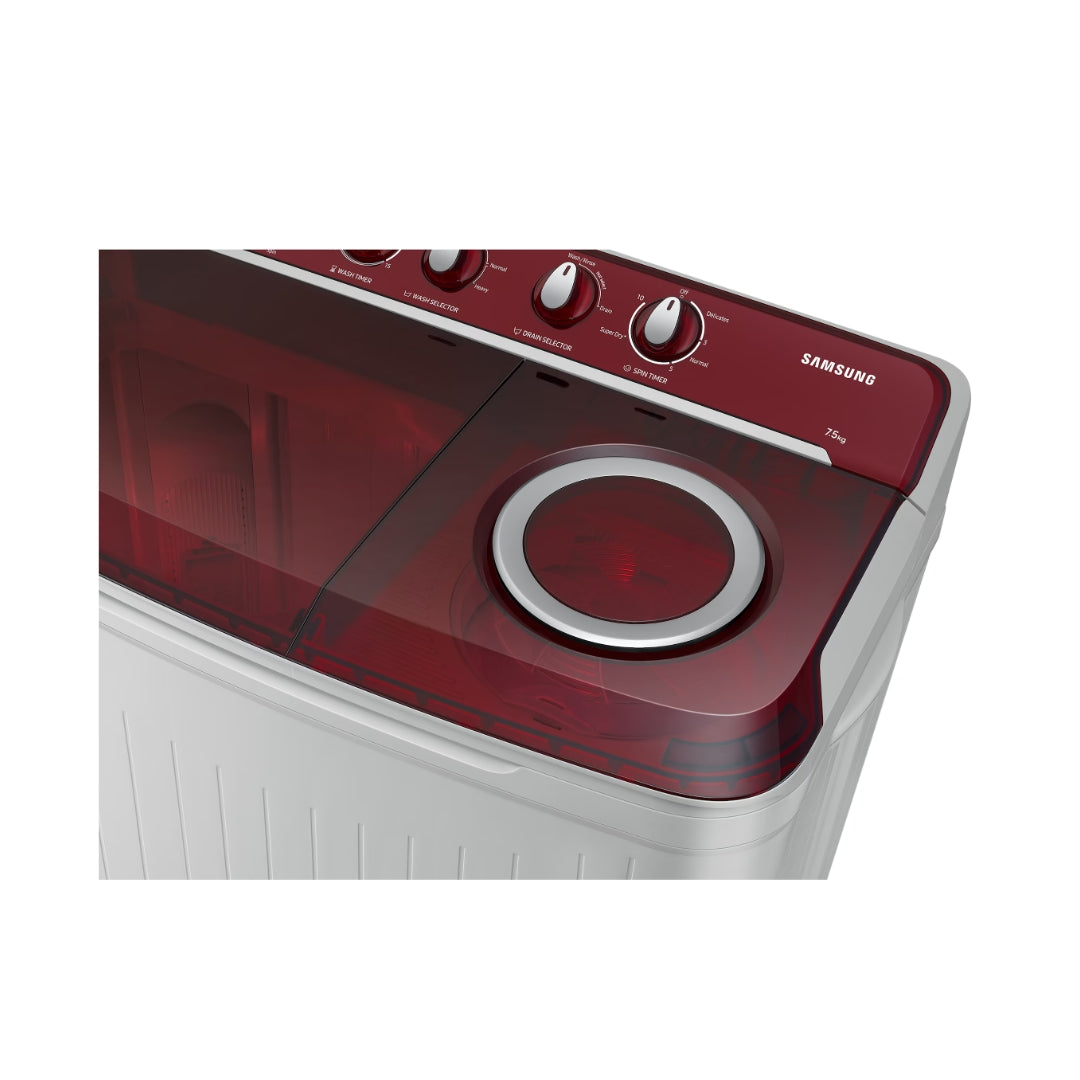 Samsung WT75B3200RR Semi-Automatic Top Load Washing Machine 7.5 Kg - Light Gray with Red Base_Panel View