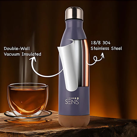 Sens Hydra Oak Vacuum Insulated Water Bottle 1 L - Azure Timber