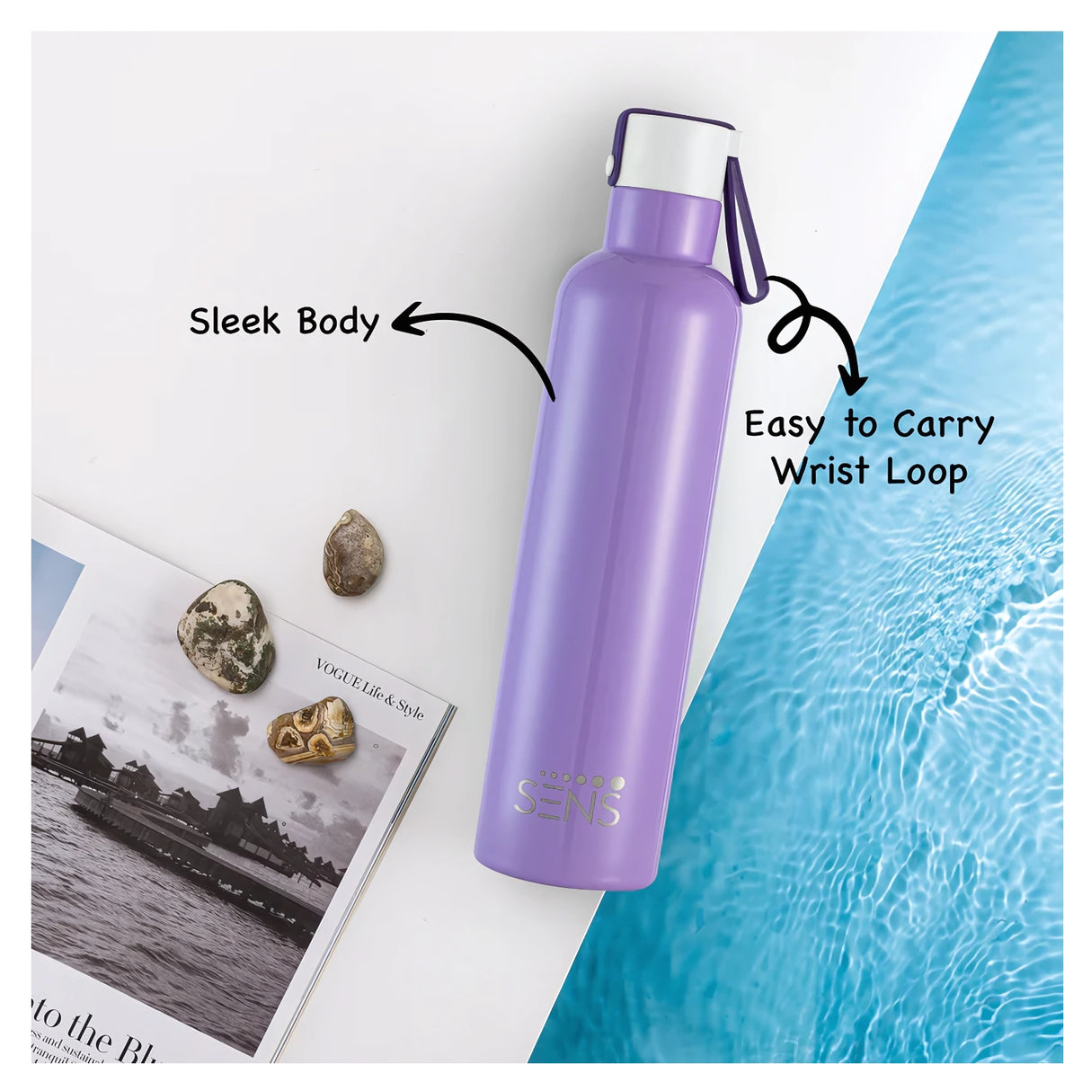 Sens Hydra Sleek SS Water Bottle 750 ml - Purple