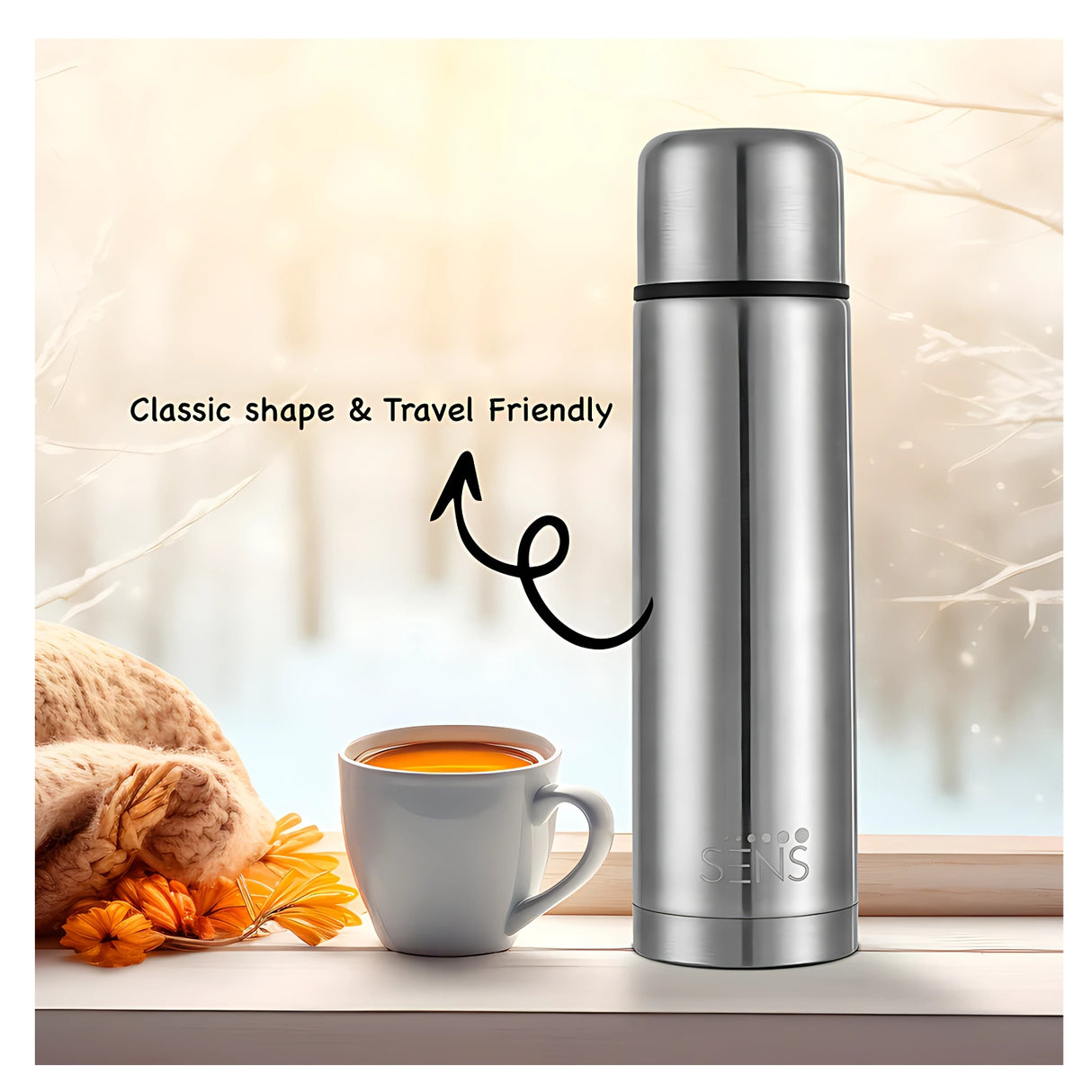 Sens Hydra Splash Vacuum Insulated Bottle 1 L - Silver