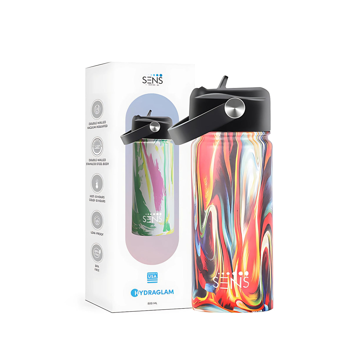 Sens Hydra Glam Insulated Sipper Water Bottle 700 ml - Red_3