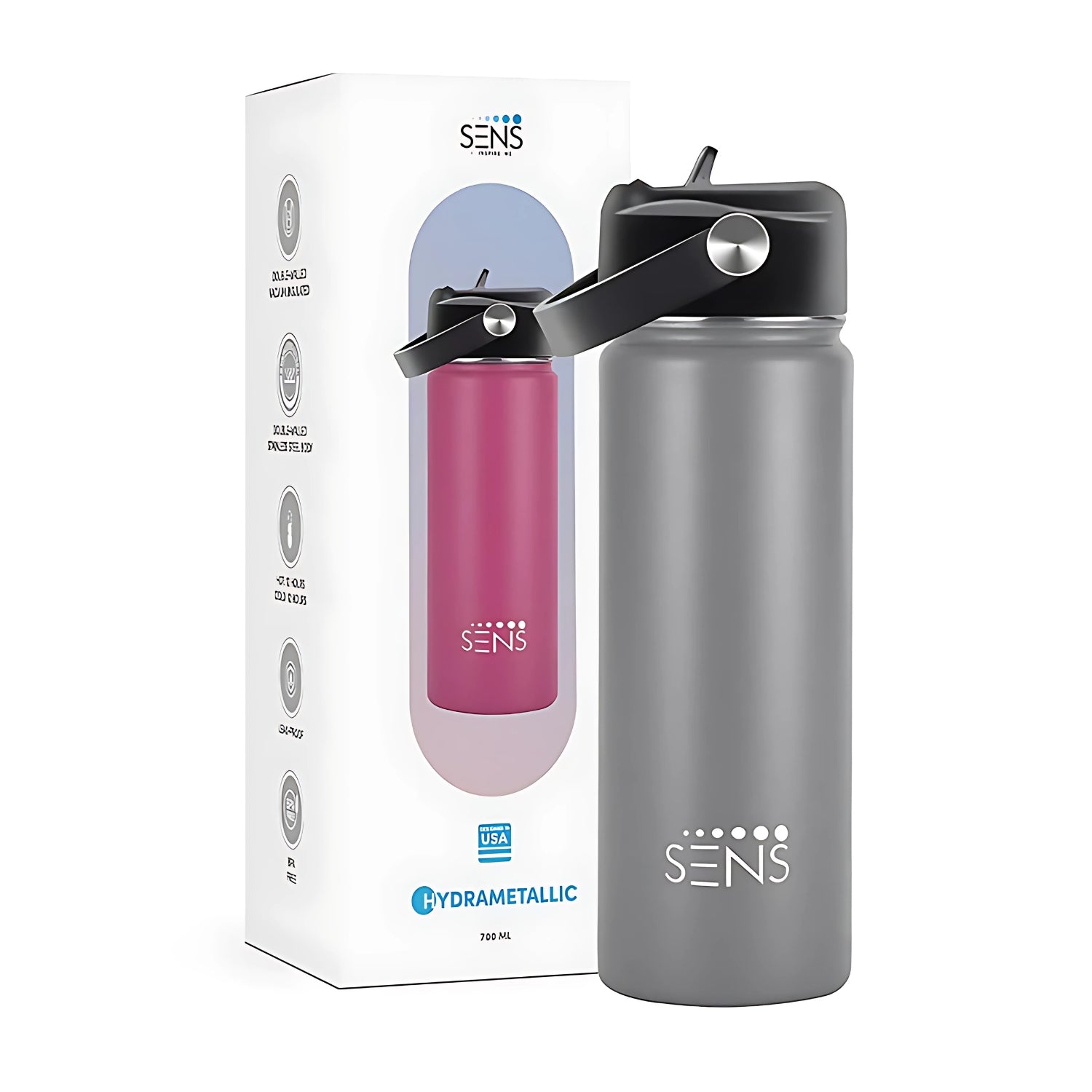 Sens Hydra Metallic SS Water Bottle 700 ml - Grey_2