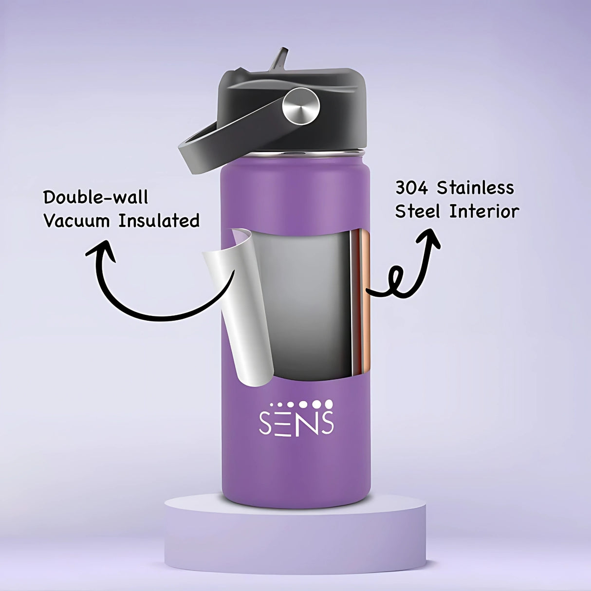Sens Hydra Metallic SS Water Bottle 700 ml - Pink_3
