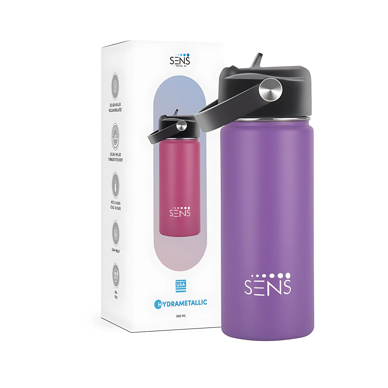 Sens Hydra Metallic SS Water Bottle 700 ml - Pink_6