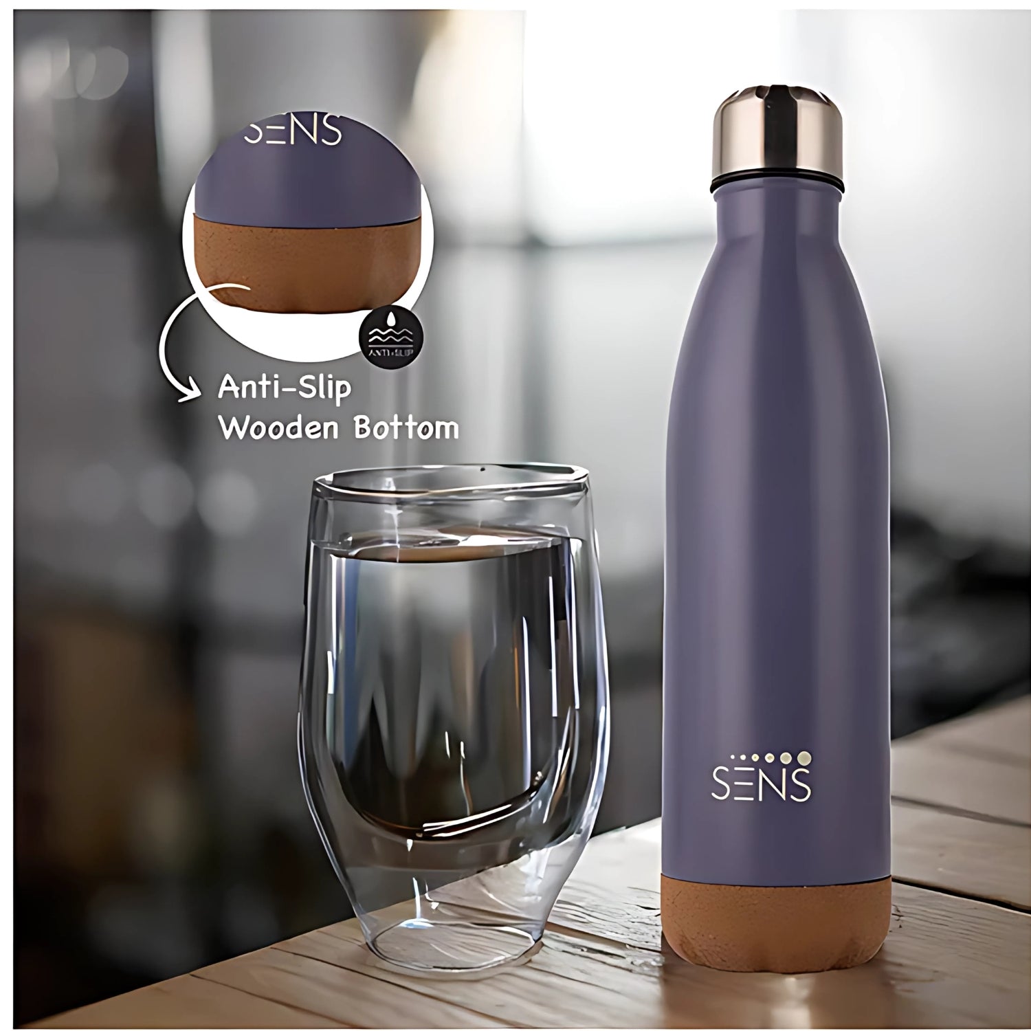 Sens Hydra Oak Vacuum Insulated Water Bottle 1 L - Azure Timber_5