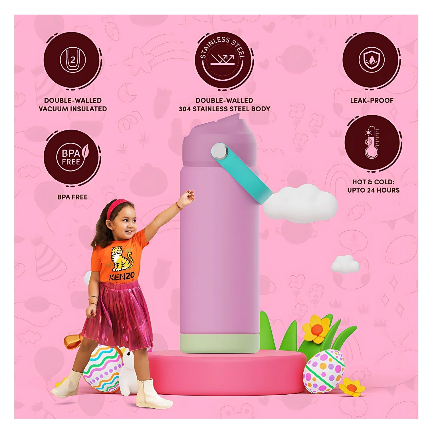 Sens Hydra Stellar SS Water Bottle 500 ml - Lilac Dreams_3