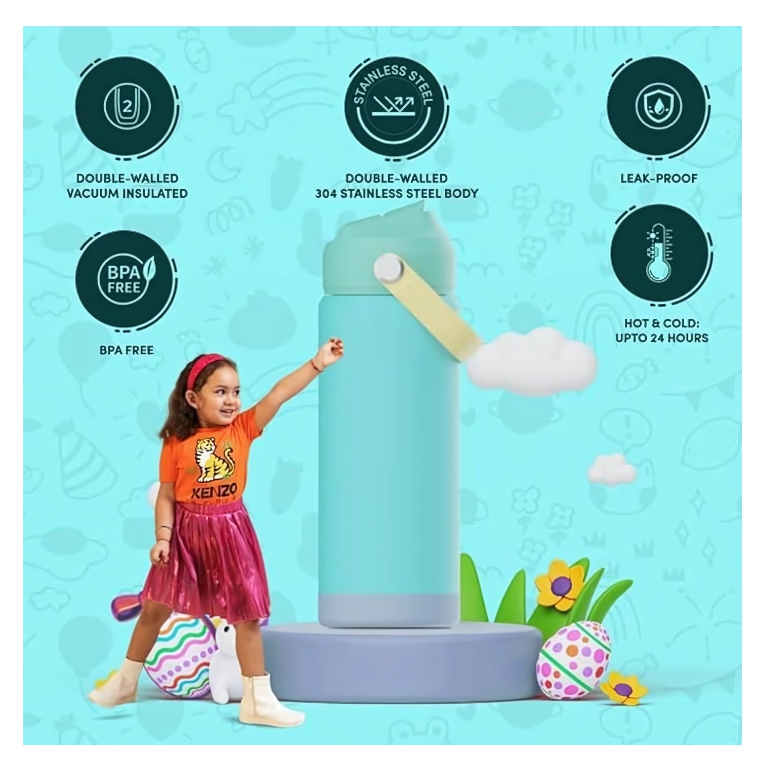 Sens Hydra Stellar SS Water Bottle 500 ml - Mermaid Splash_3
