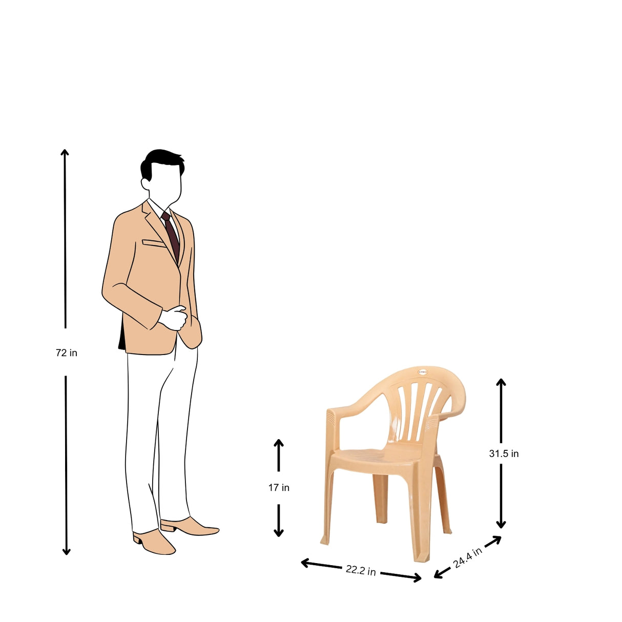 Settle Ease Arm Plastic Chair - Beige