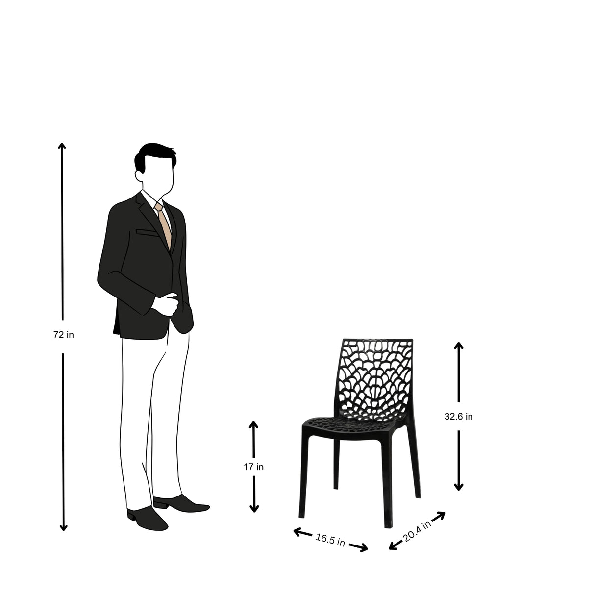 Settle Emperor Armless Plastic Chair – Black