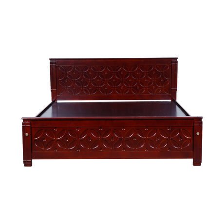 Settle Geneva Wooden Bed Queen Size - Light Walnut Finish