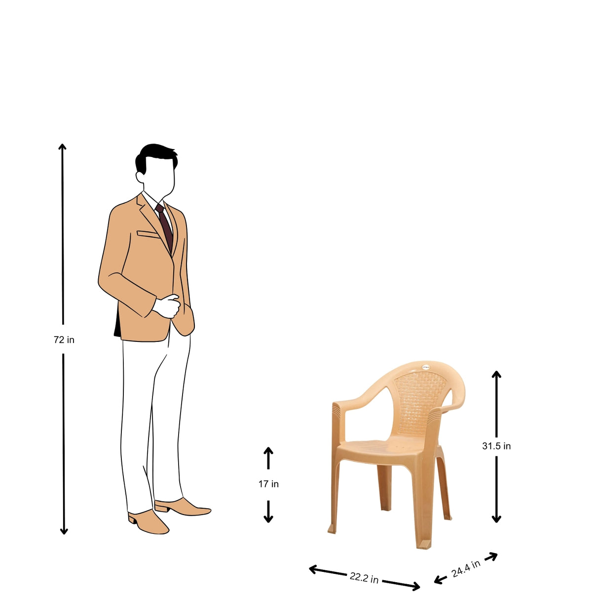 Settle Lite Arm Plastic Chair - Beige