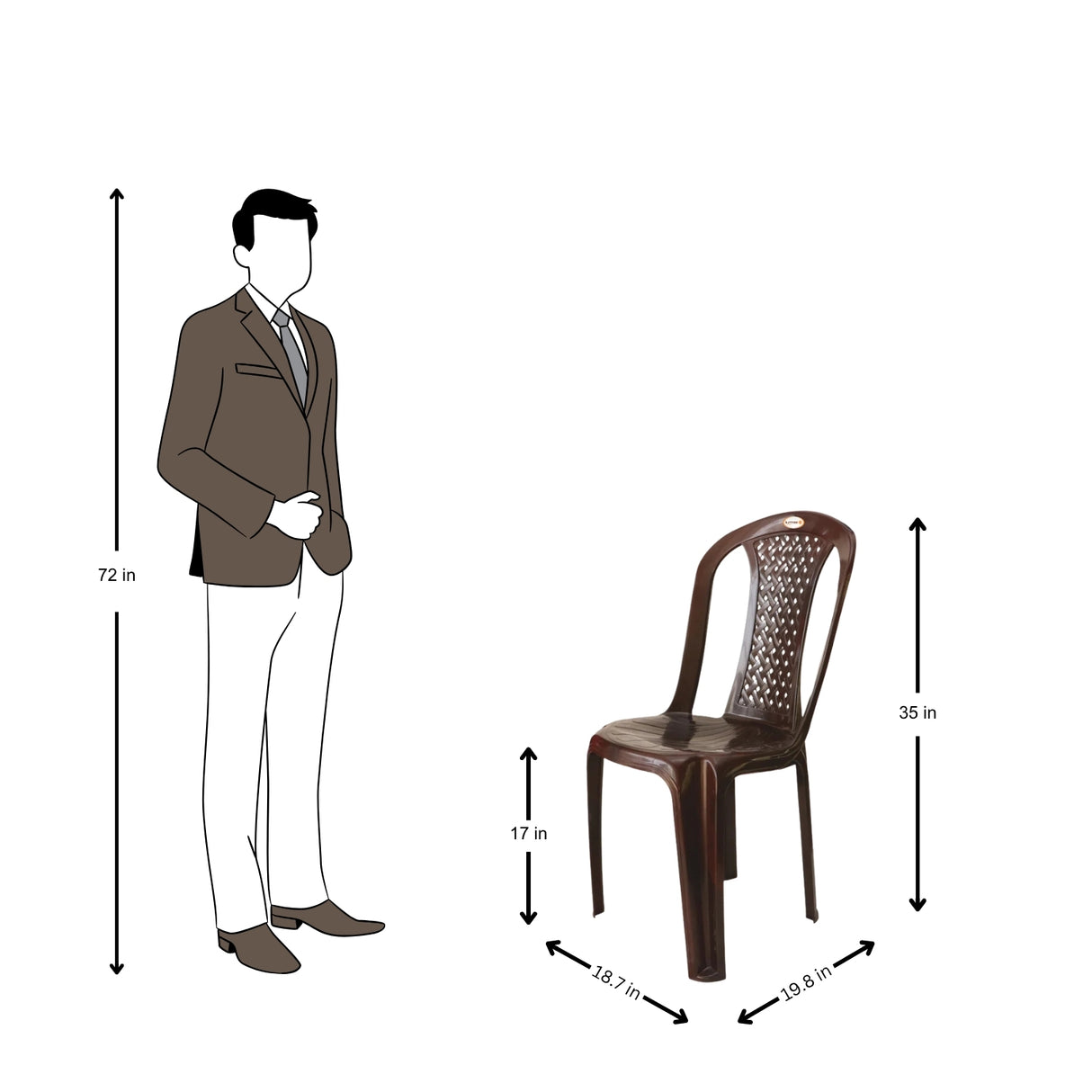 Settle Neo Armless Plastic Chair - Rosewood
