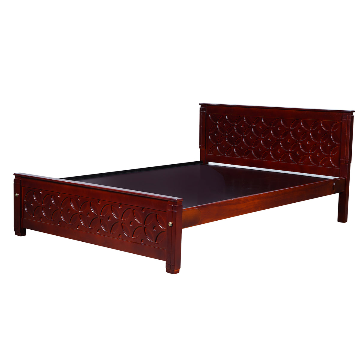 Settle Geneva Wooden Bed Queen Size - Light Walnut Finish
