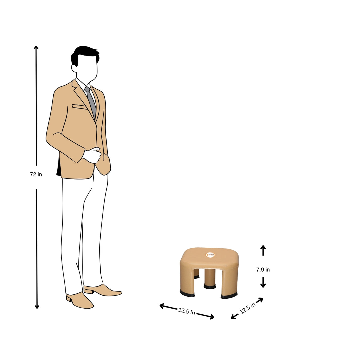 Settle Aura Plastic Foot Stool - Beige_4