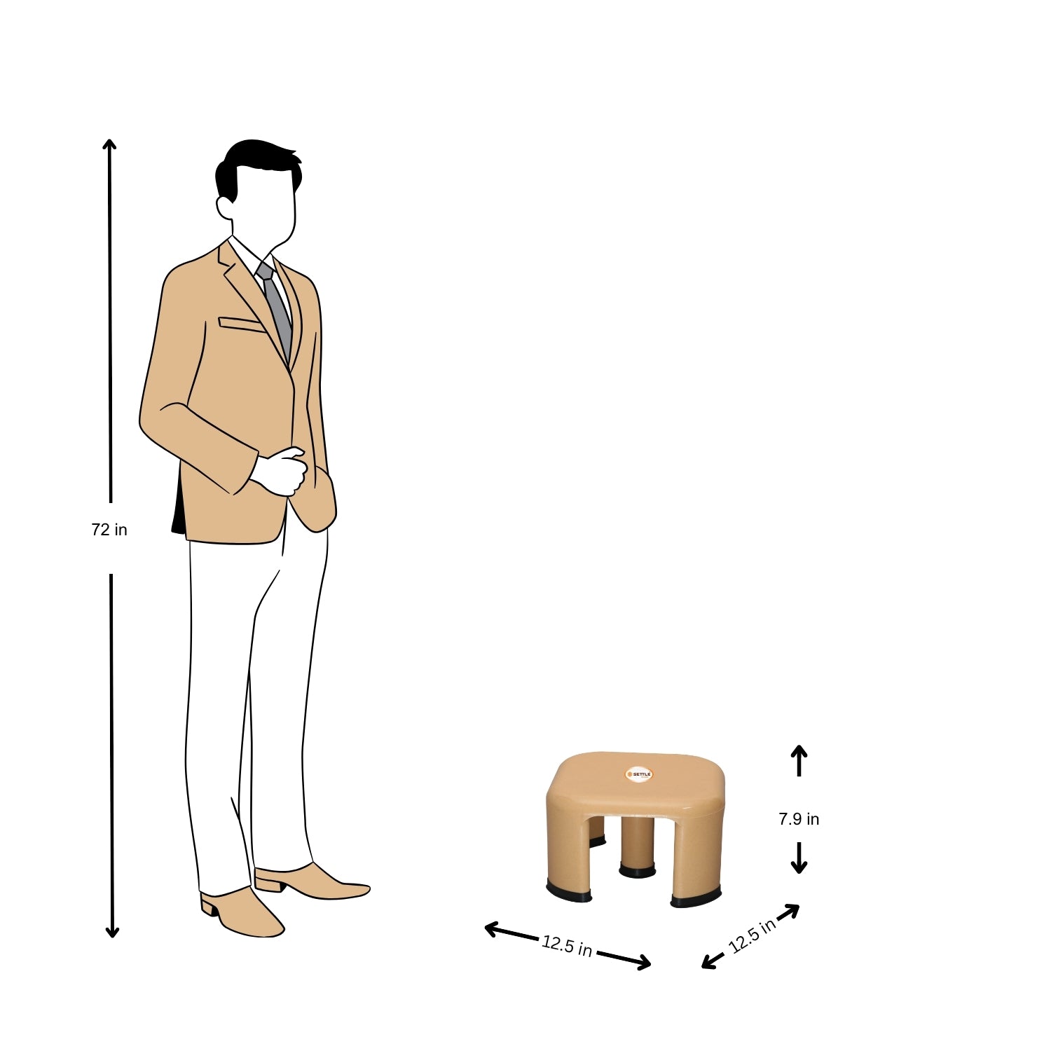 Settle Aura Plastic Foot Stool - Beige_4
