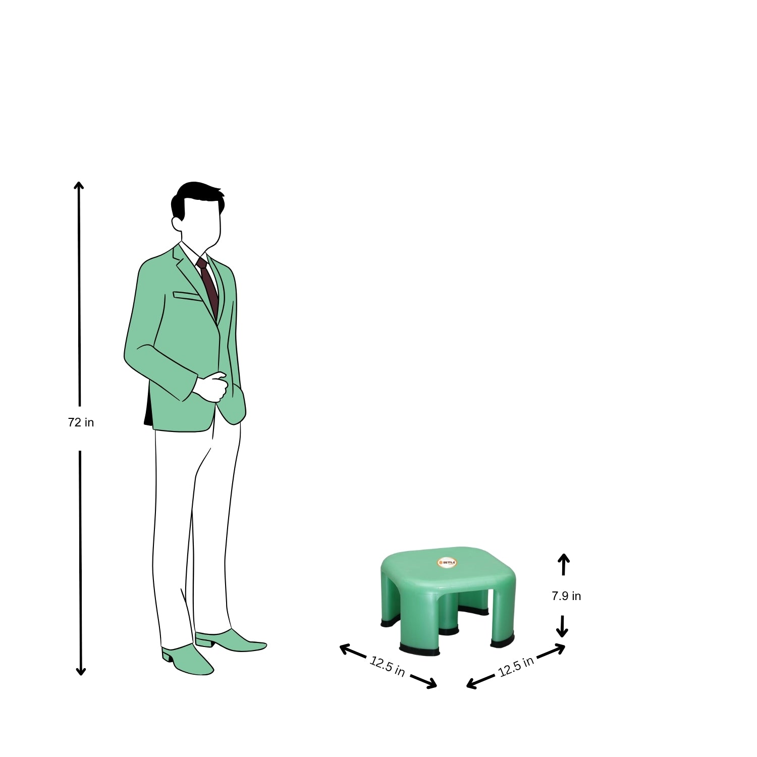 Settle Aura Plastic Foot Stool - Pearl Green_4