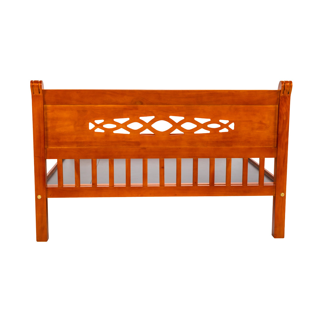 Settle Cairo Classic Wooden Bed Queen Size - Teak Finish_4