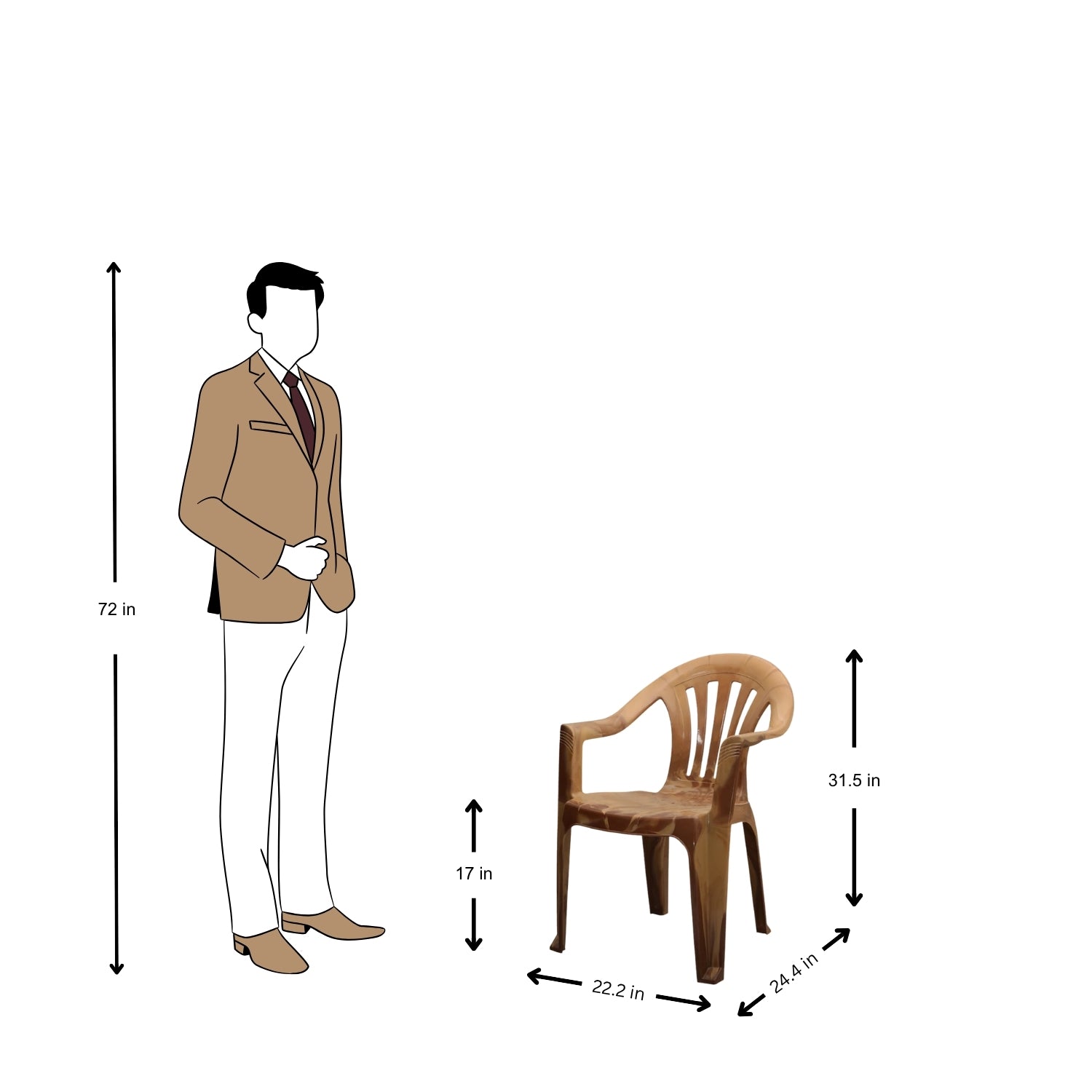 Settle Ease Arm Plastic Chair - Teakwood_04