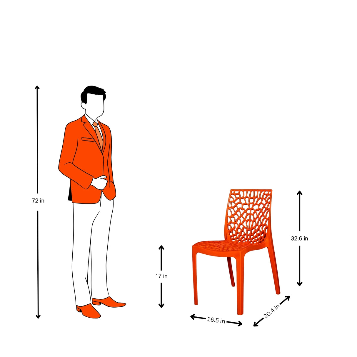 Settle Emperor Armless Plastic Chair - Orange_2