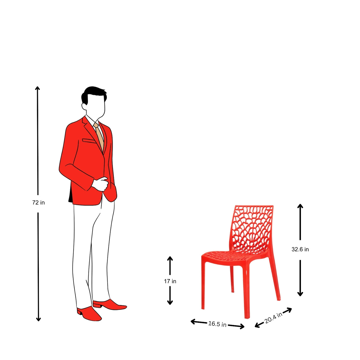 Settle Emperor Armless Plastic Chair - Red_5