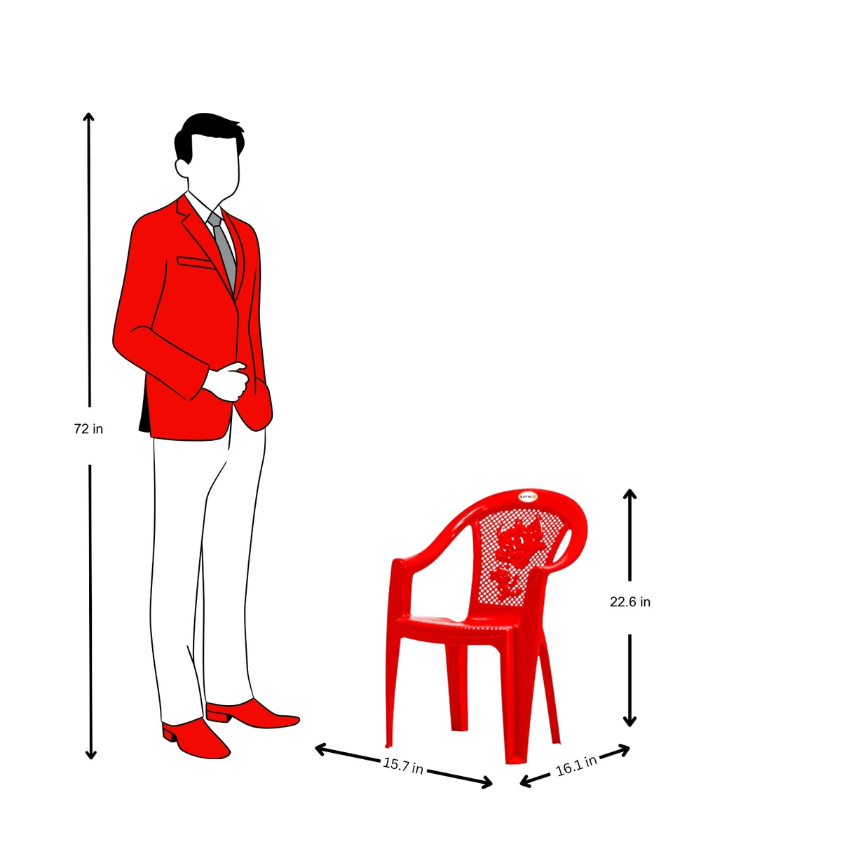 Settle Flex Arm Plastic Chair - Red_05