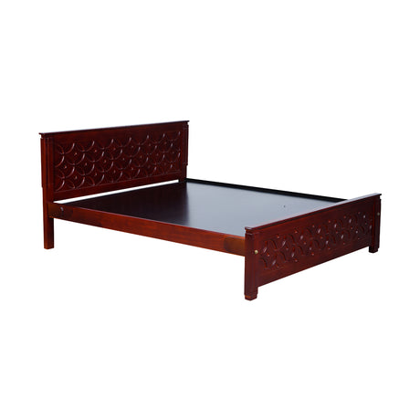 Settle Geneva Wooden Bed Queen Size - Light Walnut Finish_1