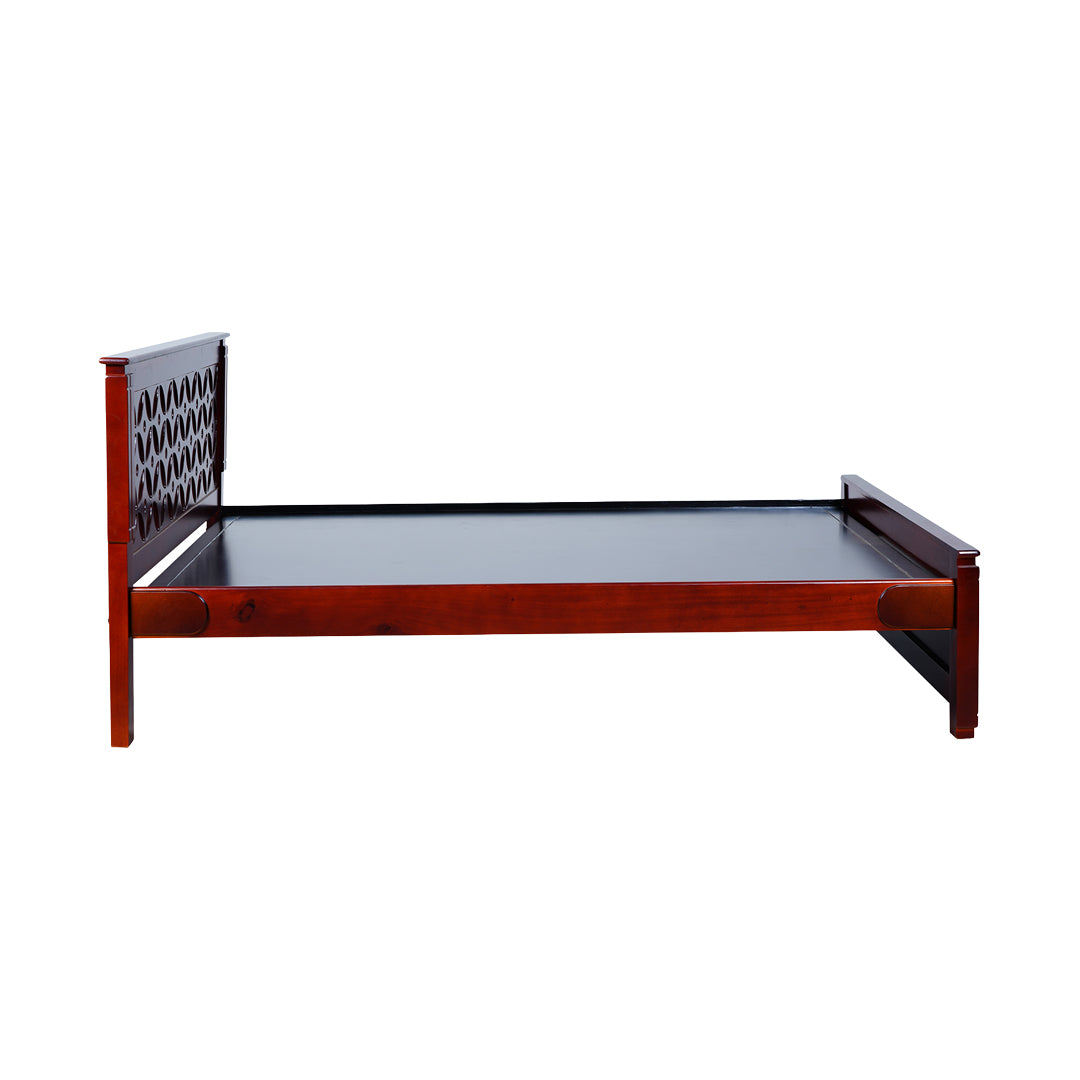Settle Geneva Wooden Bed Queen Size - Light Walnut Finish_3